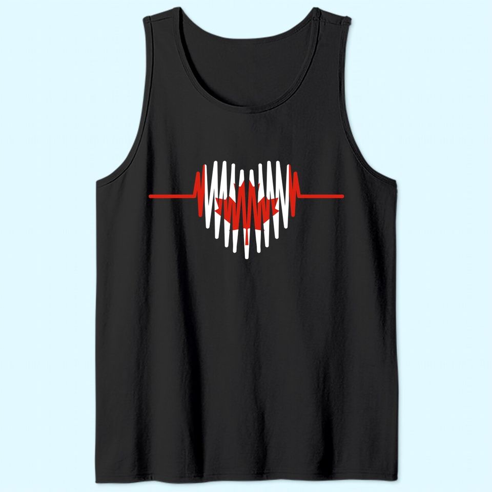 Happy Canada Day Tank Top Canadian Heart Beat Rate Nurse Tank Top