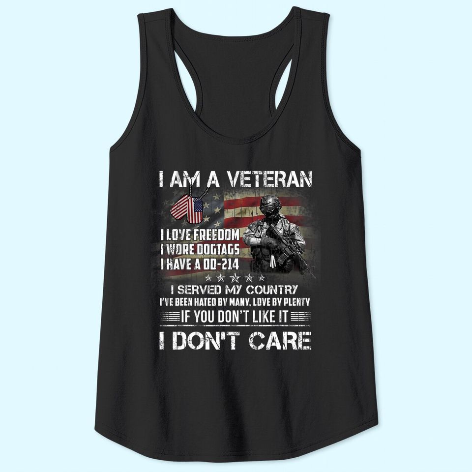 I Am A Veteran I Love Freedom My Country Funny Veteran  Tank Top