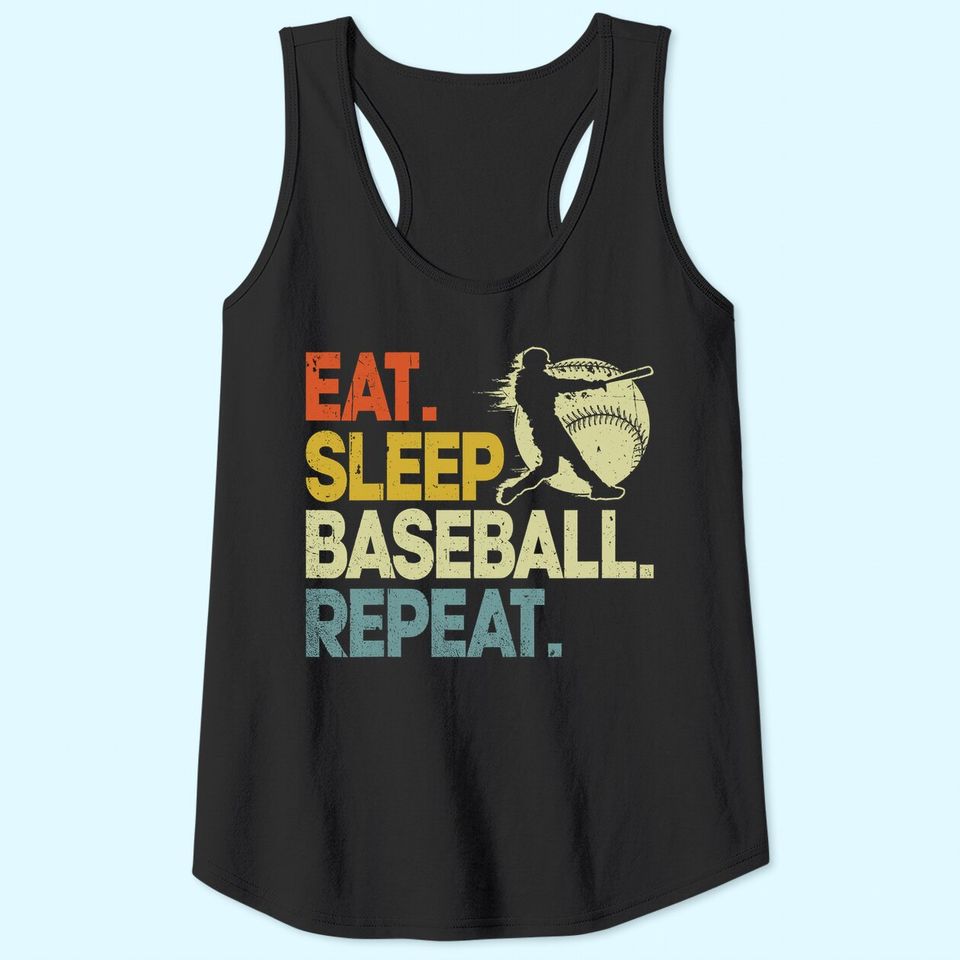 Eat Sleep Baseball Repeat Baseball Lover Men Boys Tank Top