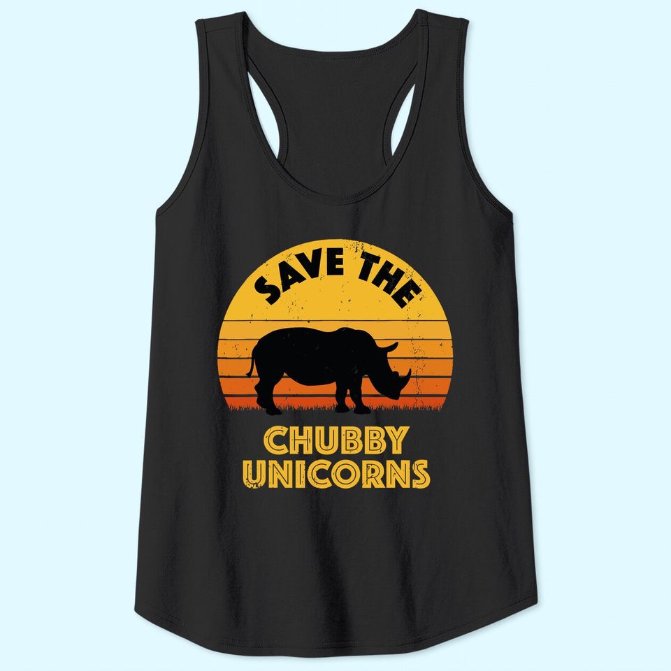 Save The Chubby Unicorns, Vintage Retro Rhino Tank Top