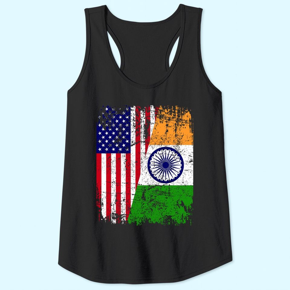 Half American Flag | USA INDIA FLAG Tank Top