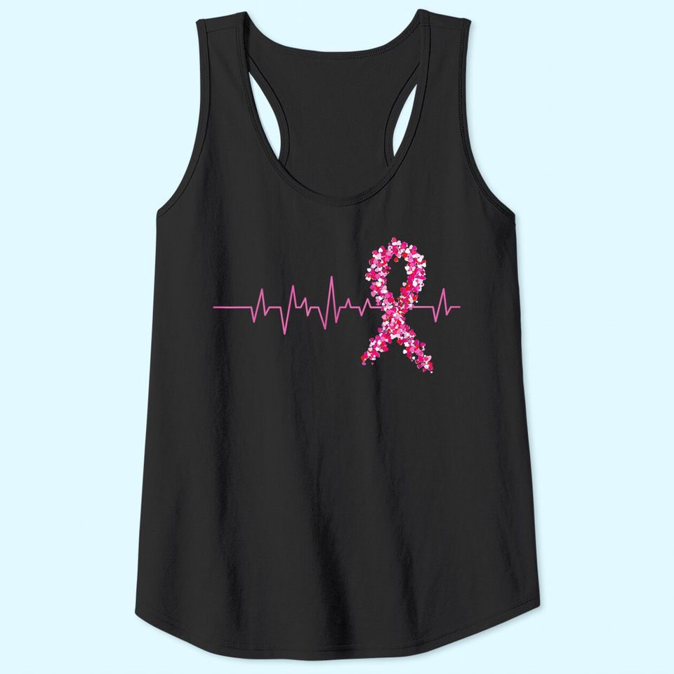 Pink Heartbeat Ribbon Breast Cancer Tank Top Warrior Women Tank Top