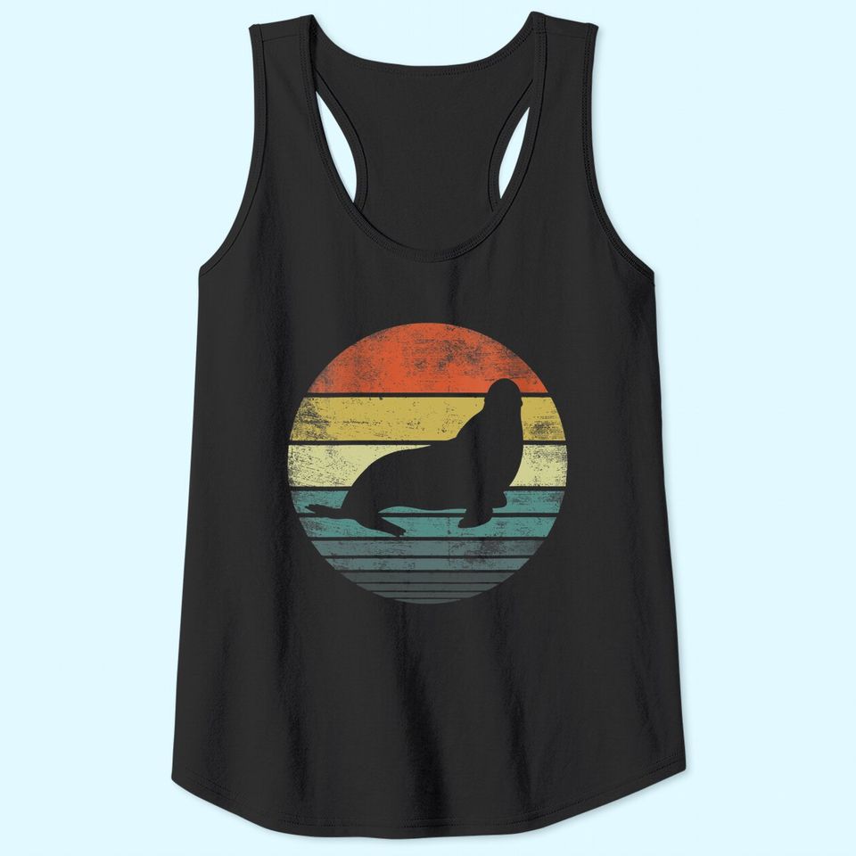 Seal Lover Gifts Retro Vintage Sea Lion Animal Silhouette Tank Top