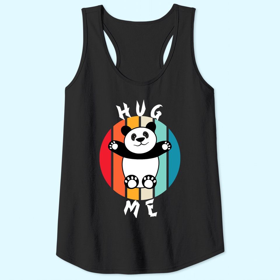 Retro Style Hug Me Panda Tank Top