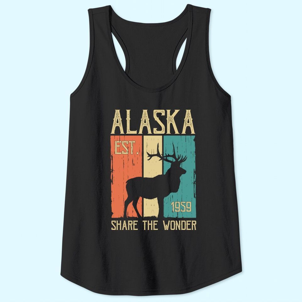 Vintage Sports Design Alaskan Elk for Alaska Day Tank Top