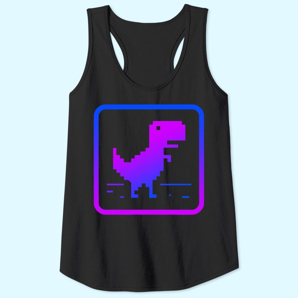 No Internet Dinosaur Graphic Design Tank Top