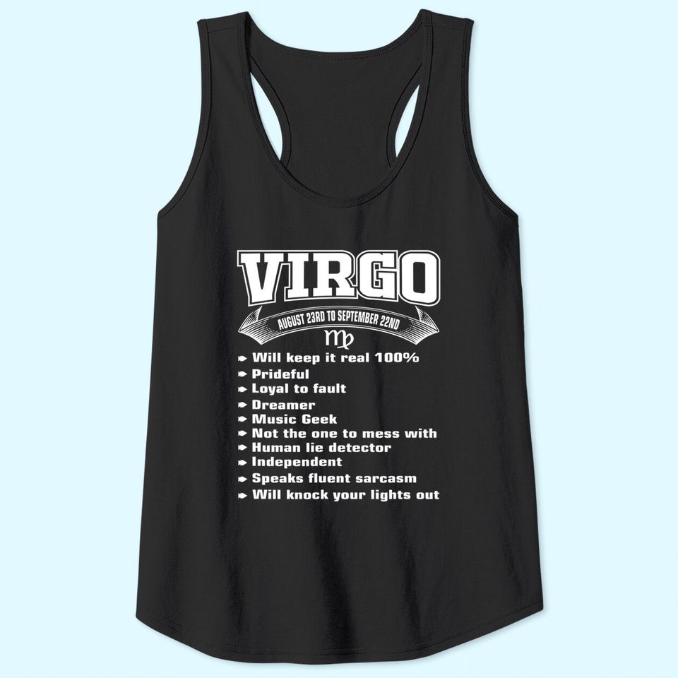 Virgo Facts Zodiac Sign Horoscope Tank Top