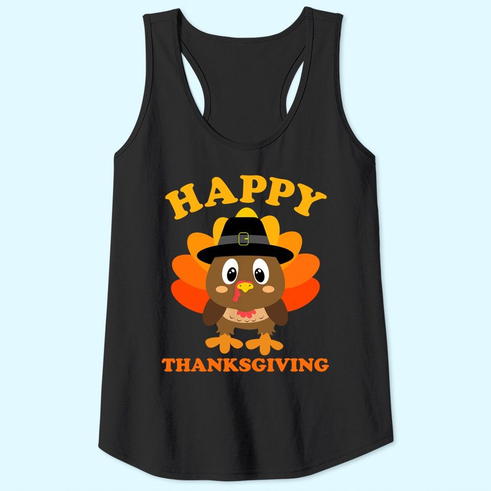 Happy Thanksgiving Tank Top for Boys Girls Kids Pilgrim Turkey Tank Top