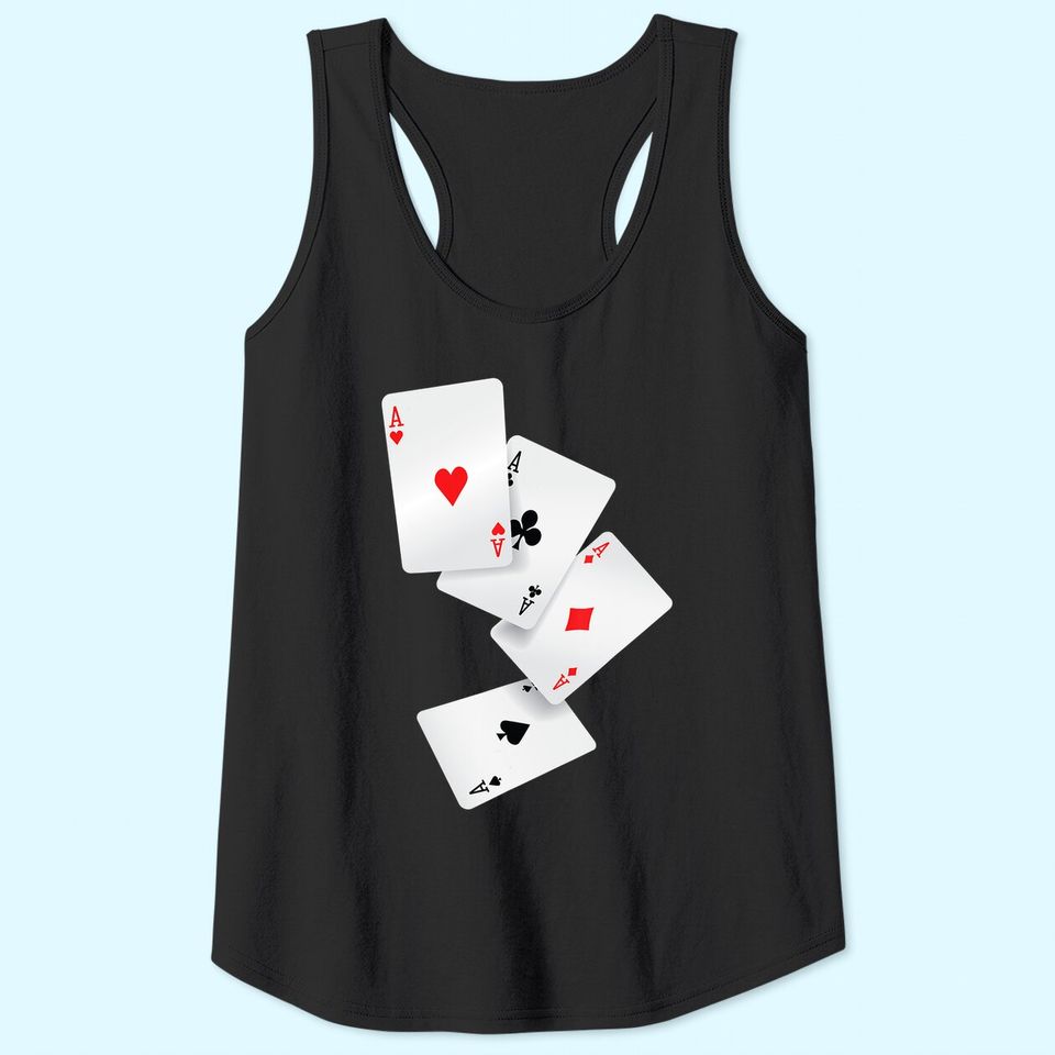 Four Aces Poker Pro Lucky Player Winner Costume Hand Gifts Tank Top