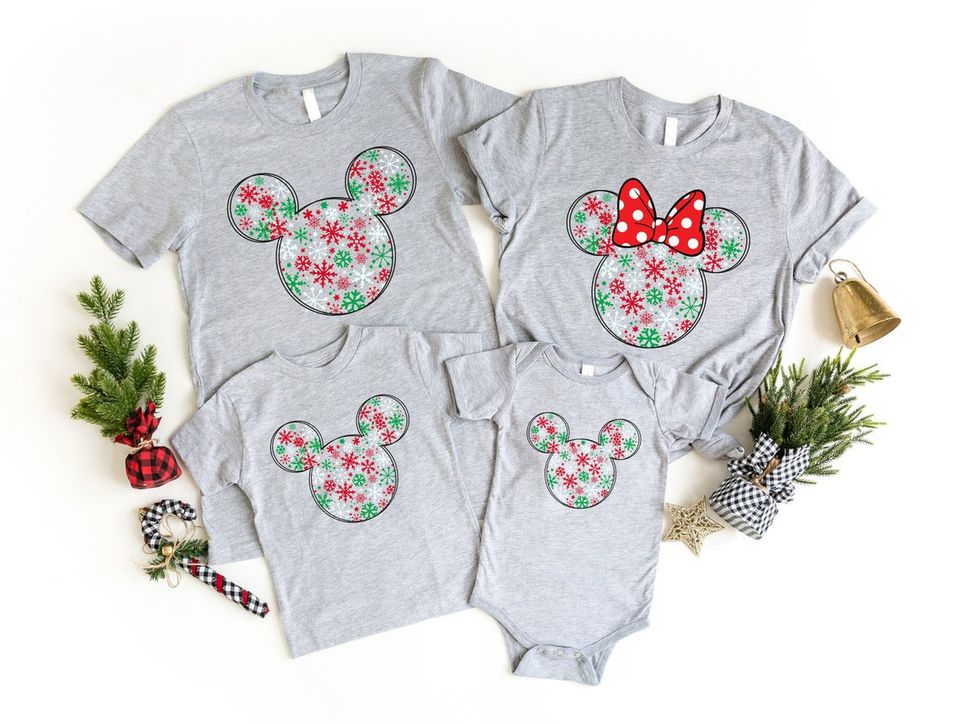 Christmas Matching Disney Snowflake Mickey Minnie Holiday Custom T-Shirt