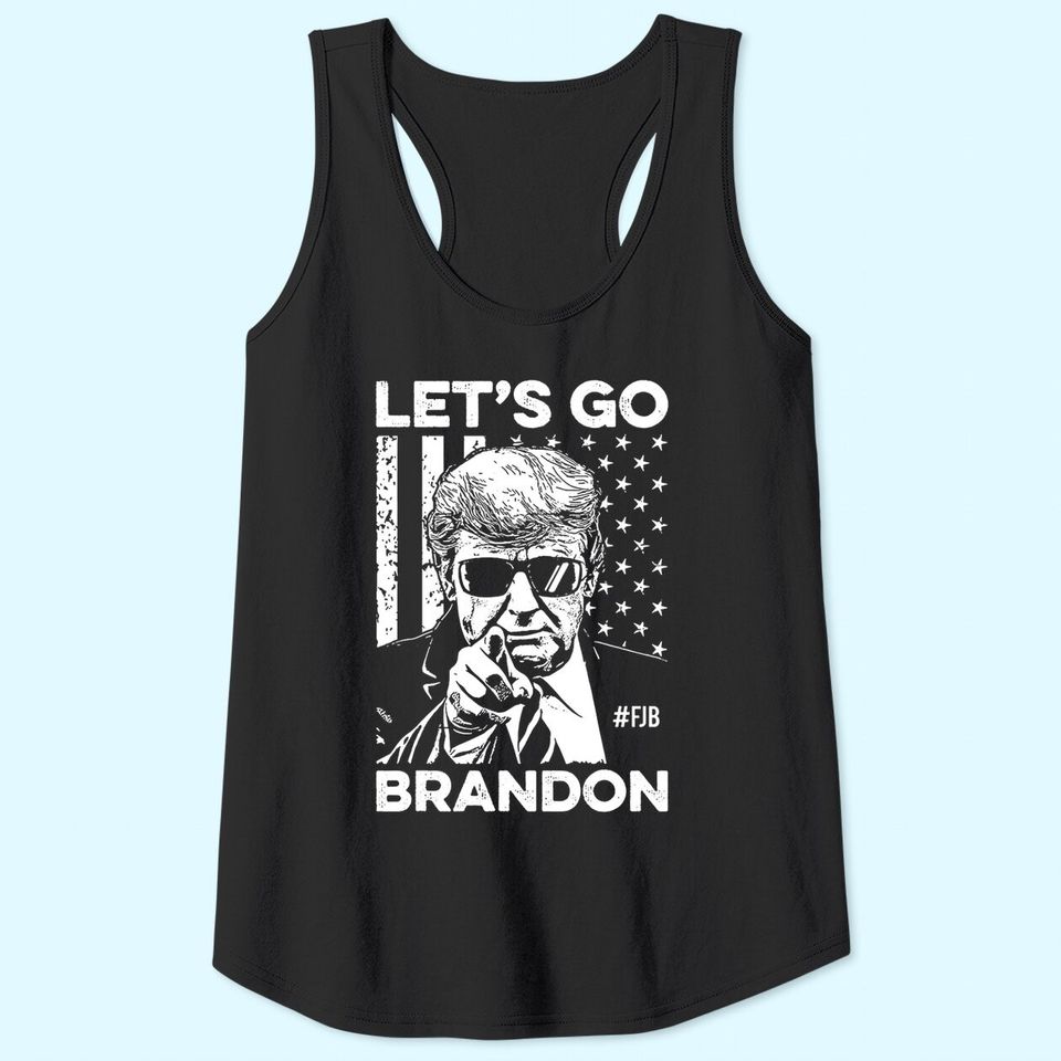 Let's Go Brandon Tank Tops Lets Go Brandon, FJB Tank Tops Hashtag FJB Pro America US Distressed Flag Tank Tops
