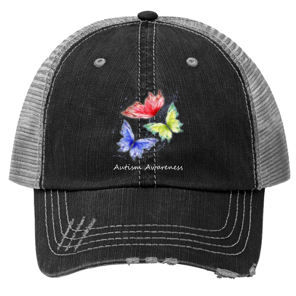 Autism Awareness Butterflies Without Puzzle Pieces Colorful Trucker Hat