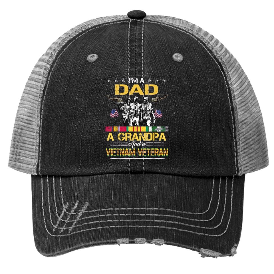 Dad Grandpa Vietnam Veteran Vintage Trucker Hat Military Trucker Hat