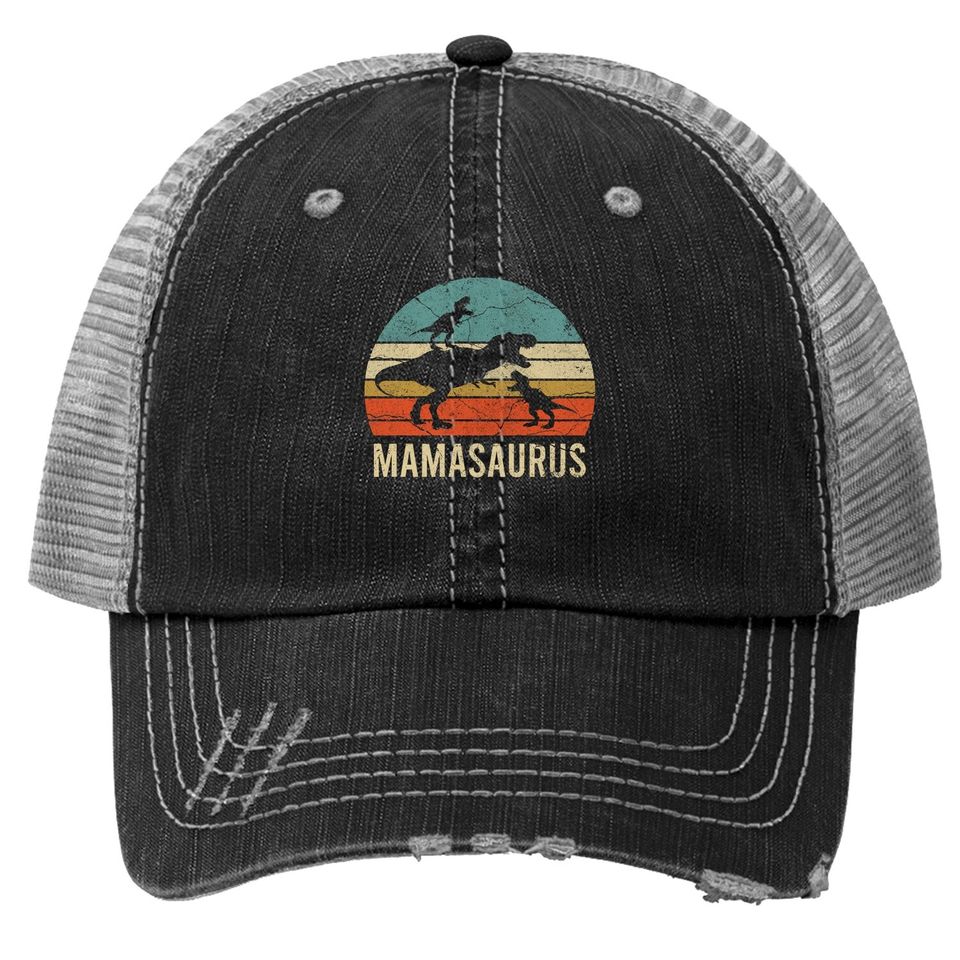 Mommy Mom Mama Dinosaur Two Mamasaurus Gift Trucker Hat