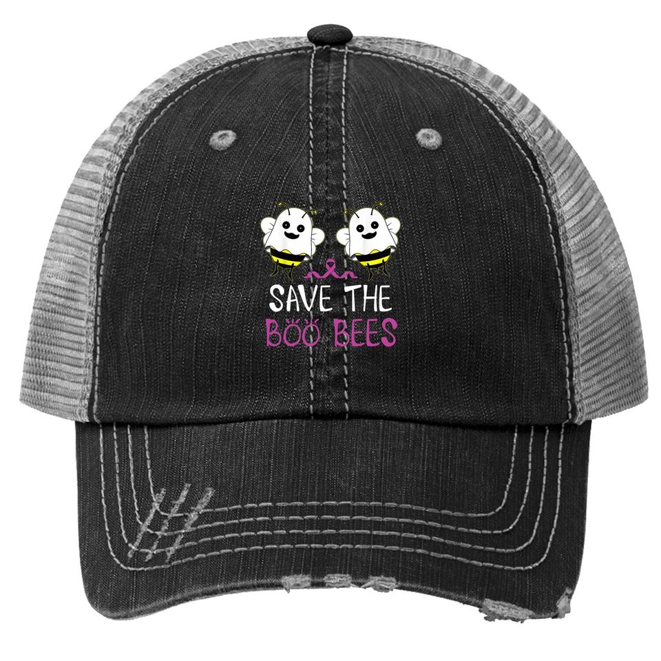 Save The Boo Bees Trucker Hat Breast Cancer Awareness Halloween Trucker Hat