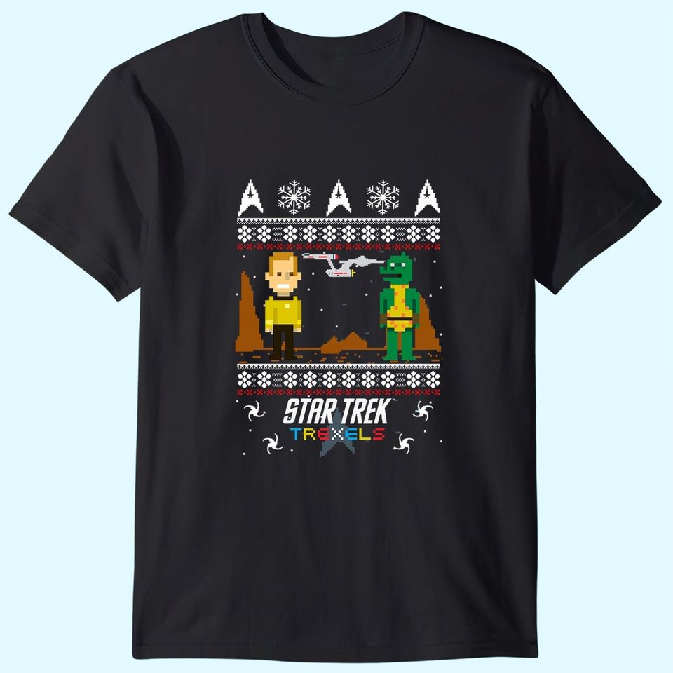 Star Trek Trexels Pixelated Captain Kirk Christmas Classic T-Shirts