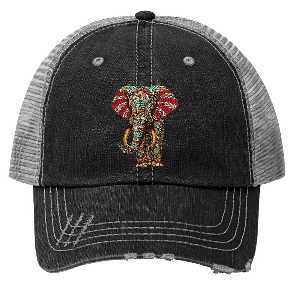 Henna Stylish Artistic Save The Elephants Trucker Hat