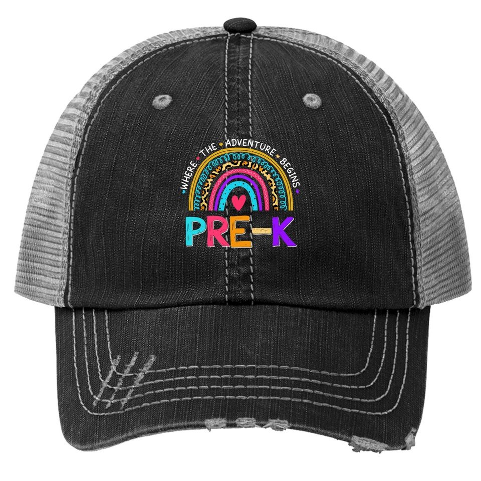 Leopard Rainbow Pre-k Where The Adventure Begins Trucker Hat