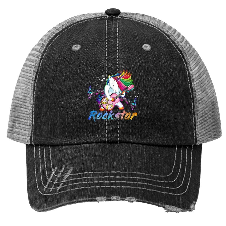 Unicorn Rock Star Guitar Rockin' Trucker Hat