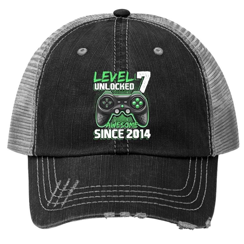 Level 7 Unlocked Awesome Video Game Gift Trucker Hat