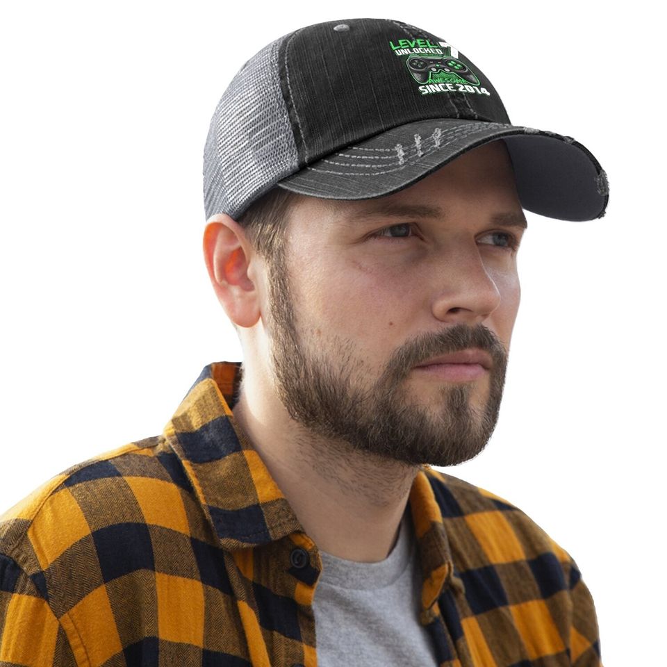 Level 7 Unlocked Awesome Video Game Gift Trucker Hat
