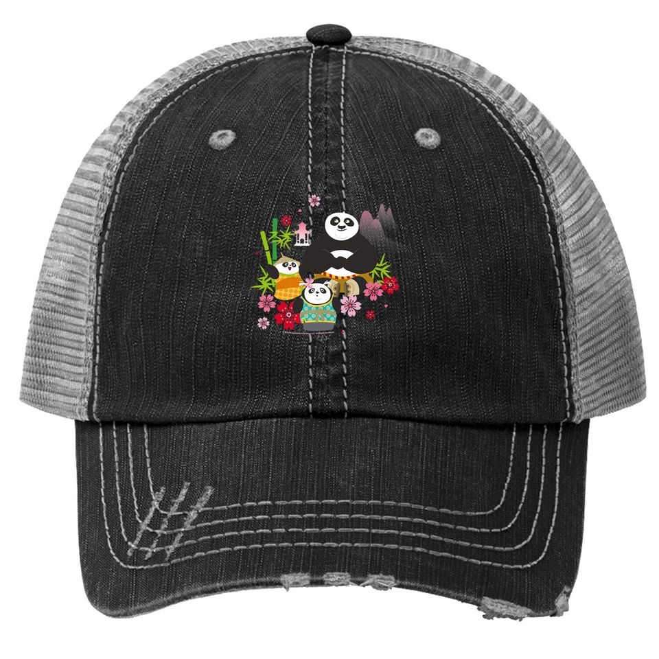 Kung Fu Panda Po And Pandas Floral Trucker Hat