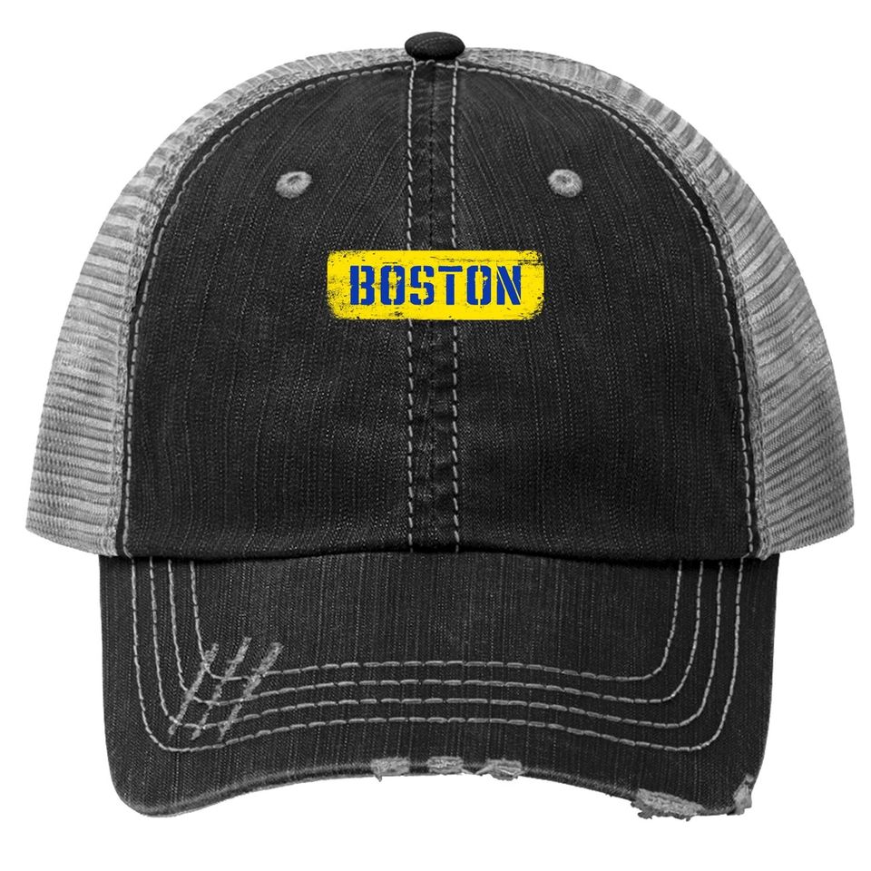 Retro Boston Running Marathon Finish Line Trucker Hat
