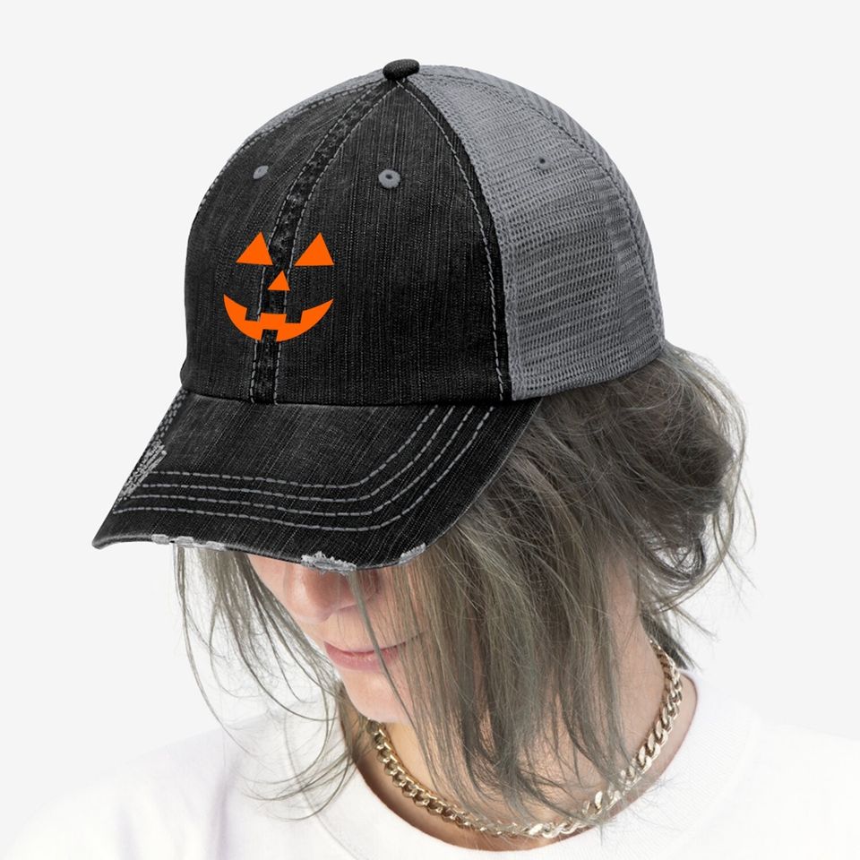 Spooky Jack O Lantern Halloween Party Pumpkin Patch Autumn Trucker Hat