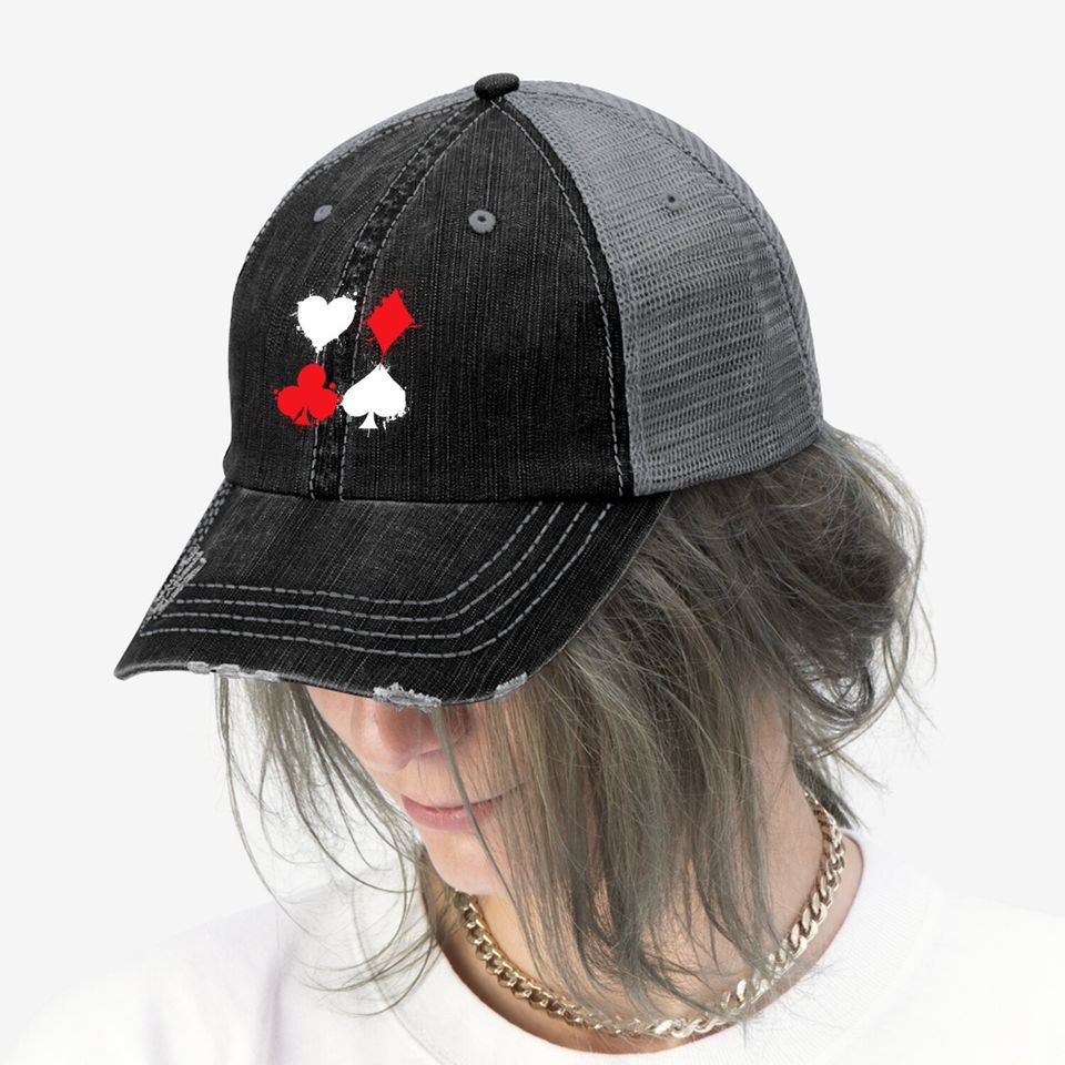 Playing Cards Poker Heart Spade All In Club Trucker Hat