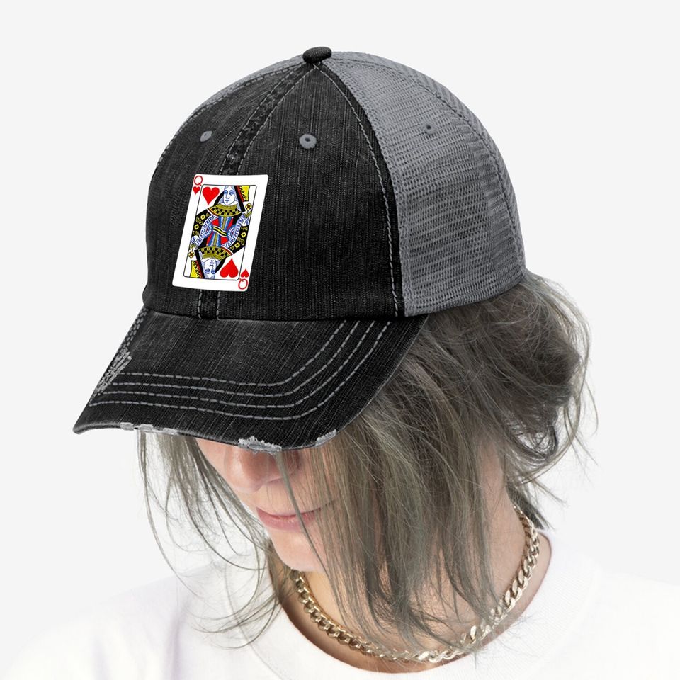 Playing Card Queen Of Hearts Trucker Hat Valentine's Day Costume