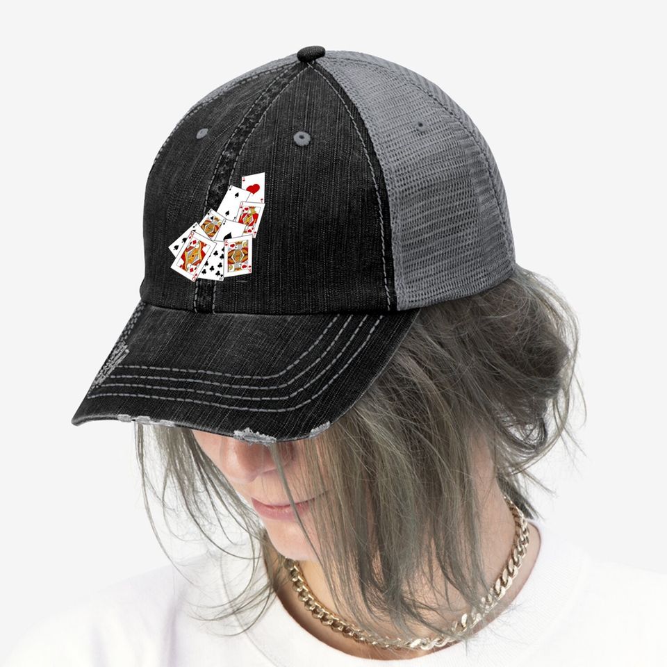 Poker Playing Card Trucker Hat Ace King Queen Jack