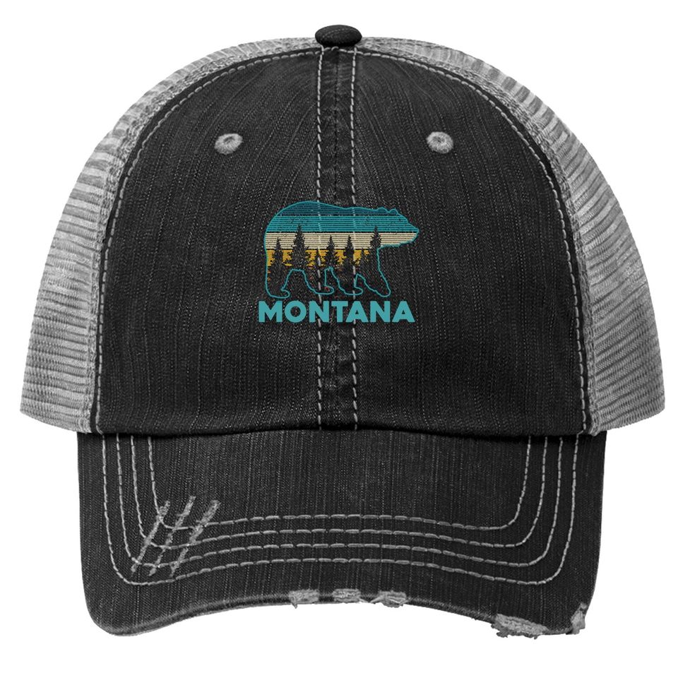 Montana Vintage Grizzly Bear Nature Hiking Trucker Hat