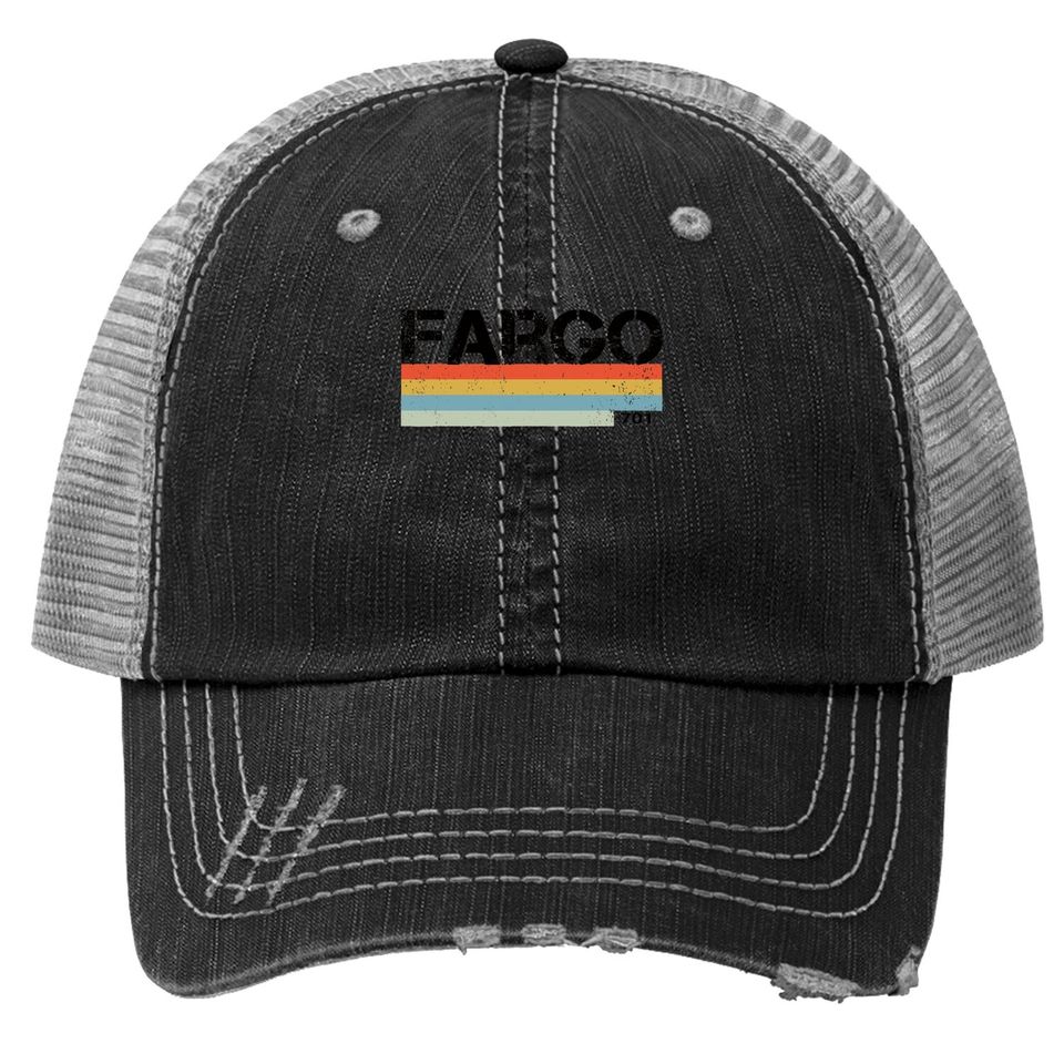 Fargo City Retro Vintage Stripes Trucker Hat