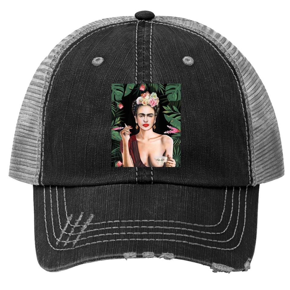 Graphic Fridas Vintage Arts Kahlos Trucker Hat