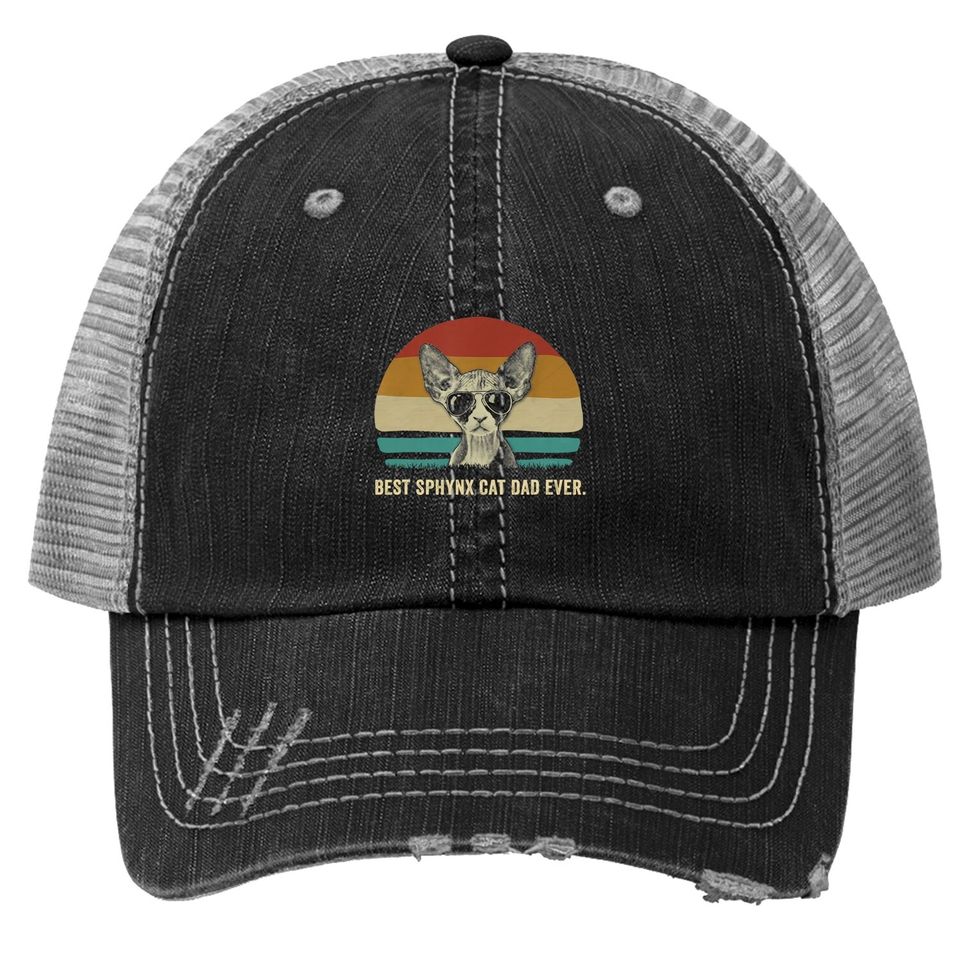 Vintage Best Sphynx Cat Dad Ever Trucker Hat