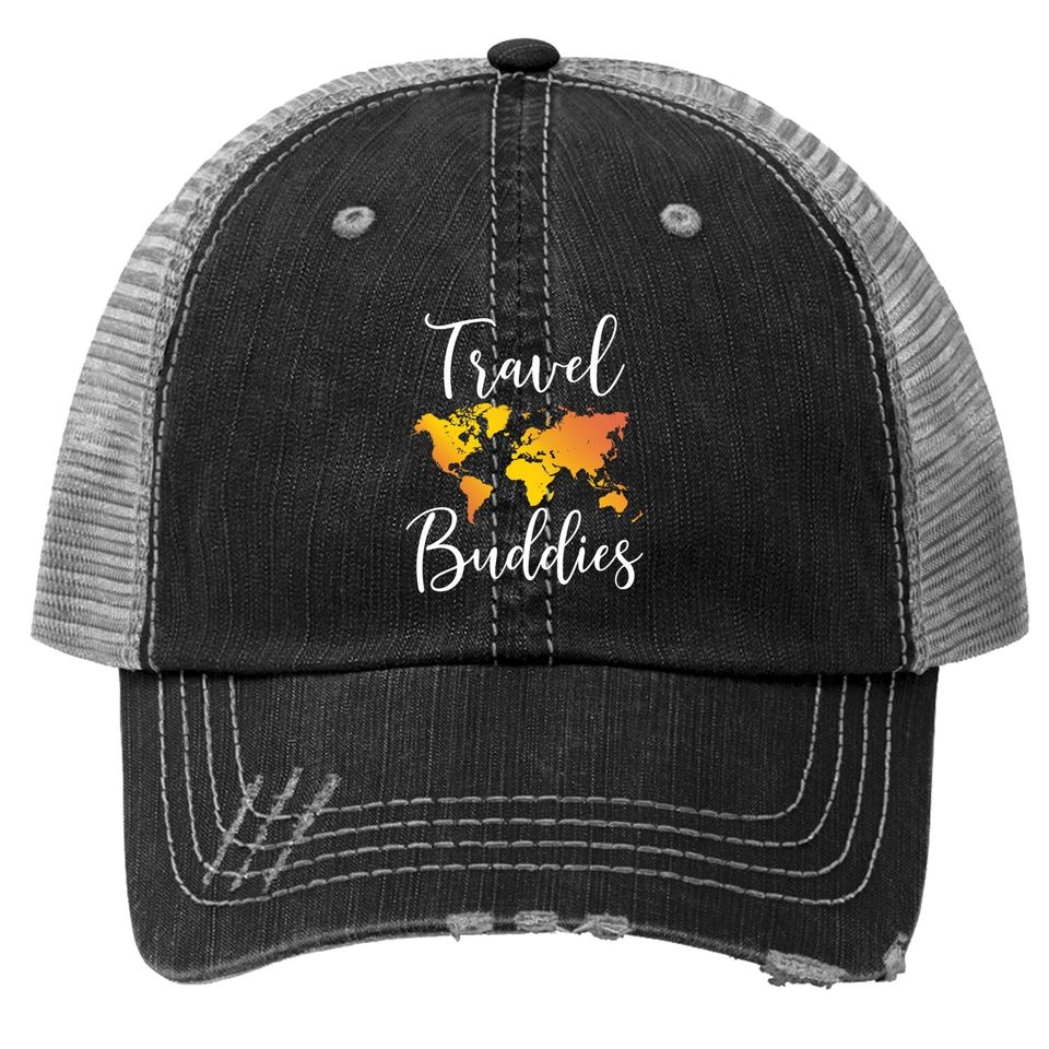 Travel Buddies Matching Couple Traveler Adventure Trucker Hat