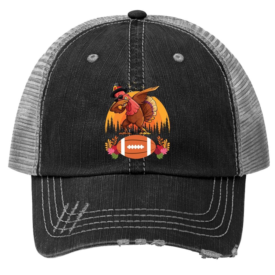 Thanksgiving Football Lover Dabbing Turkey Trucker Hat