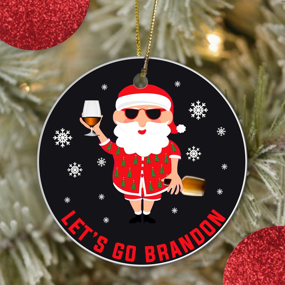 Let's Go Brandon 2021 Christmas Ceramic Circle Ornament