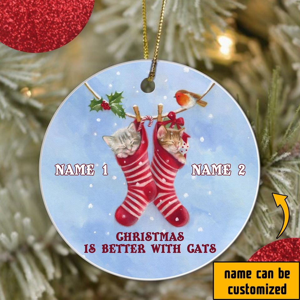 Life Is Better With Cats Ceramic Circle Custom Ornament