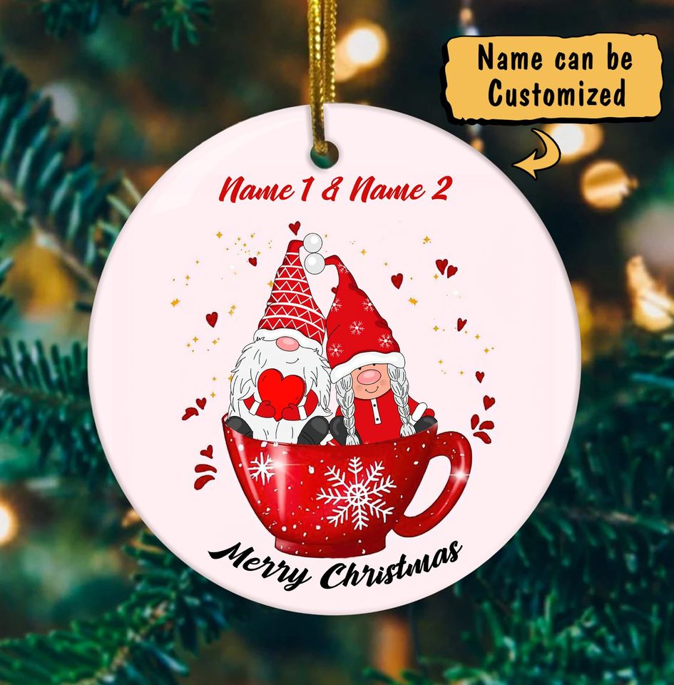 Merry Christmas Personalized Ceramic Circle Ornament