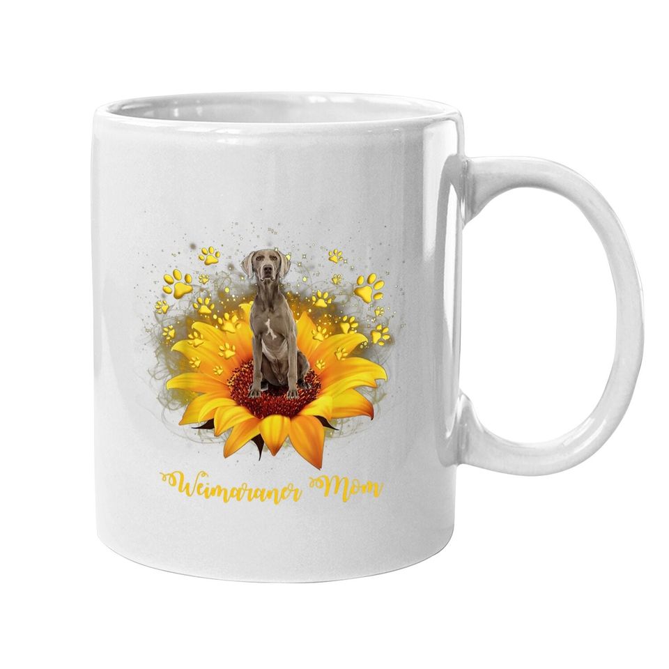 Weimaraner Mom Sunflower With Dog Paw Coffee Mug