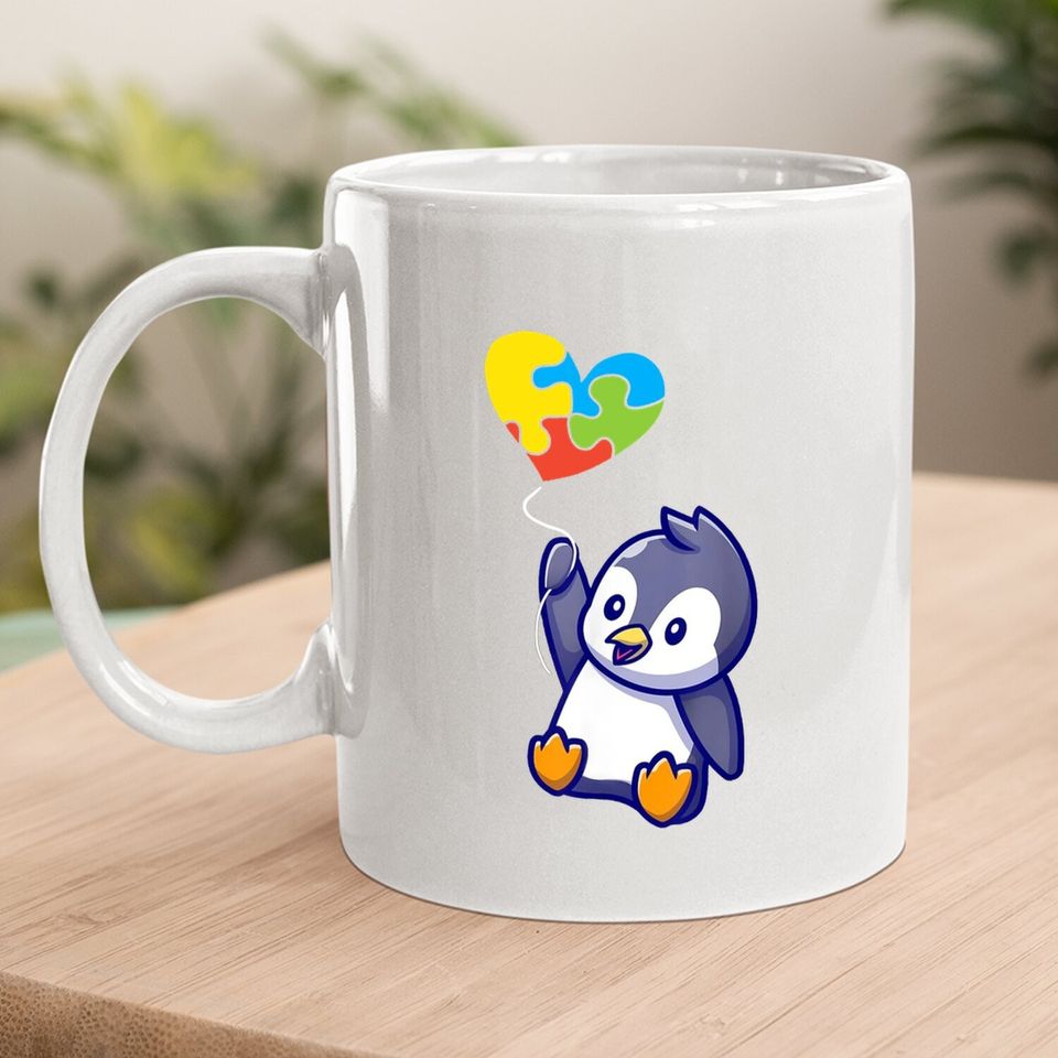 Penguin Autism Awareness Day Puzzle Piece Coffee Mug