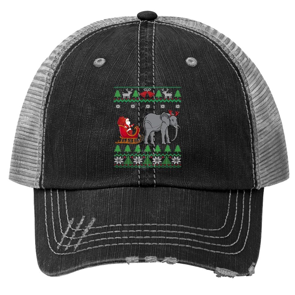 Elephant Reindeer Santa's Sleigh Classic Trucker Hat