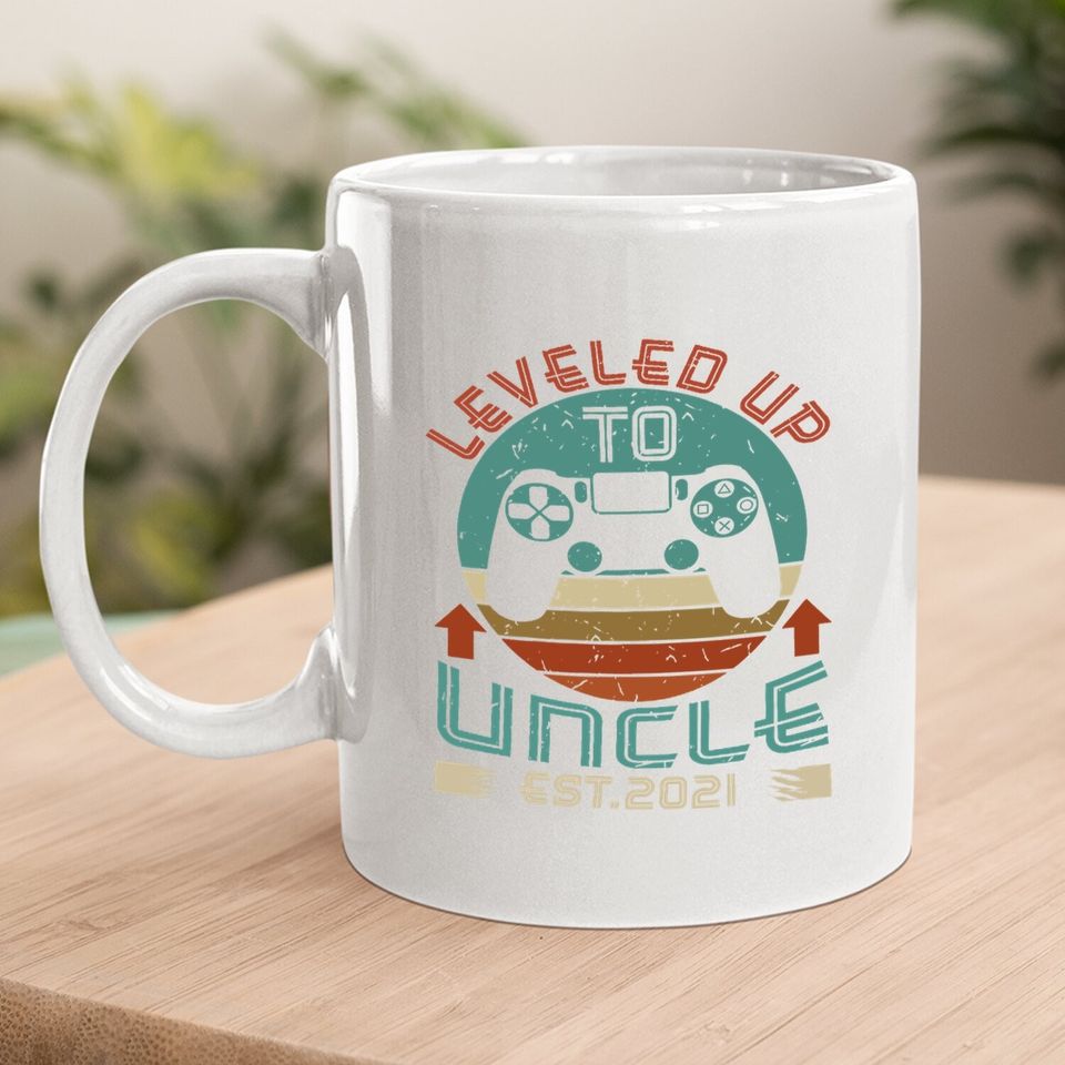 Promoted To Uncle Est 2021 Leveled Up Funny Coffee.  mug