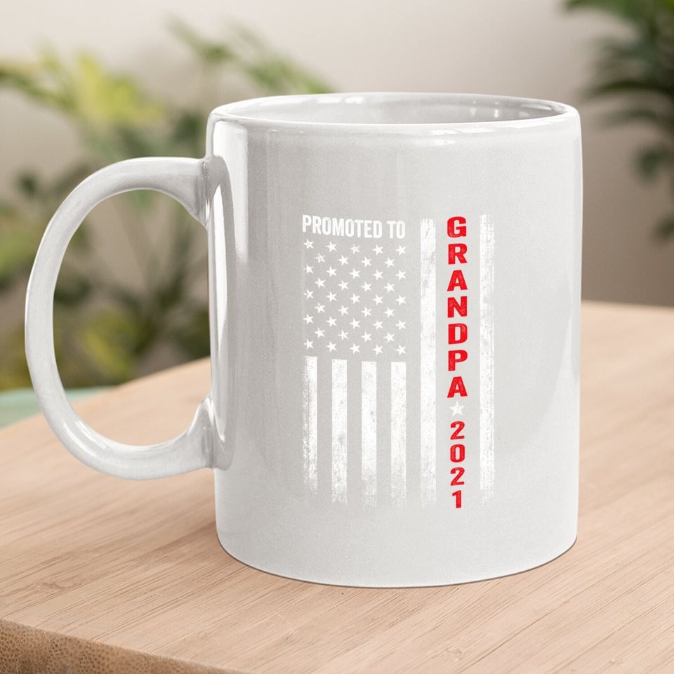 Promoted To Grandpa 2021 For First Time Fathers New Dad Gift Coffee.  mug