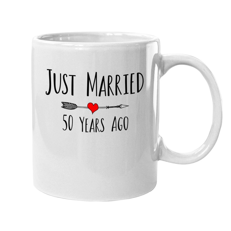 Just Married 50 Years Ago Husband Wife 50th Anniversary Gift Coffee.  mug