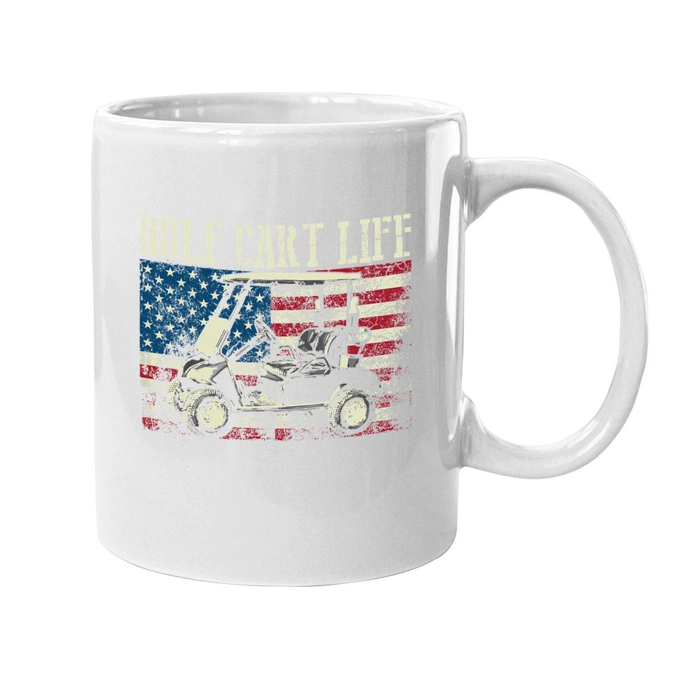 Cool Golf Cart Vintage Us Flag Funny Golfing Gift Coffee  mug
