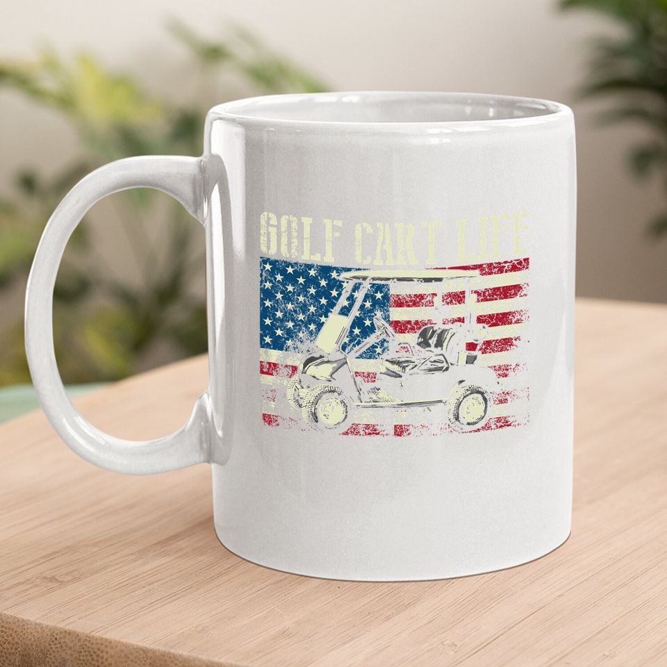Cool Golf Cart Vintage Us Flag Funny Golfing Gift Coffee  mug