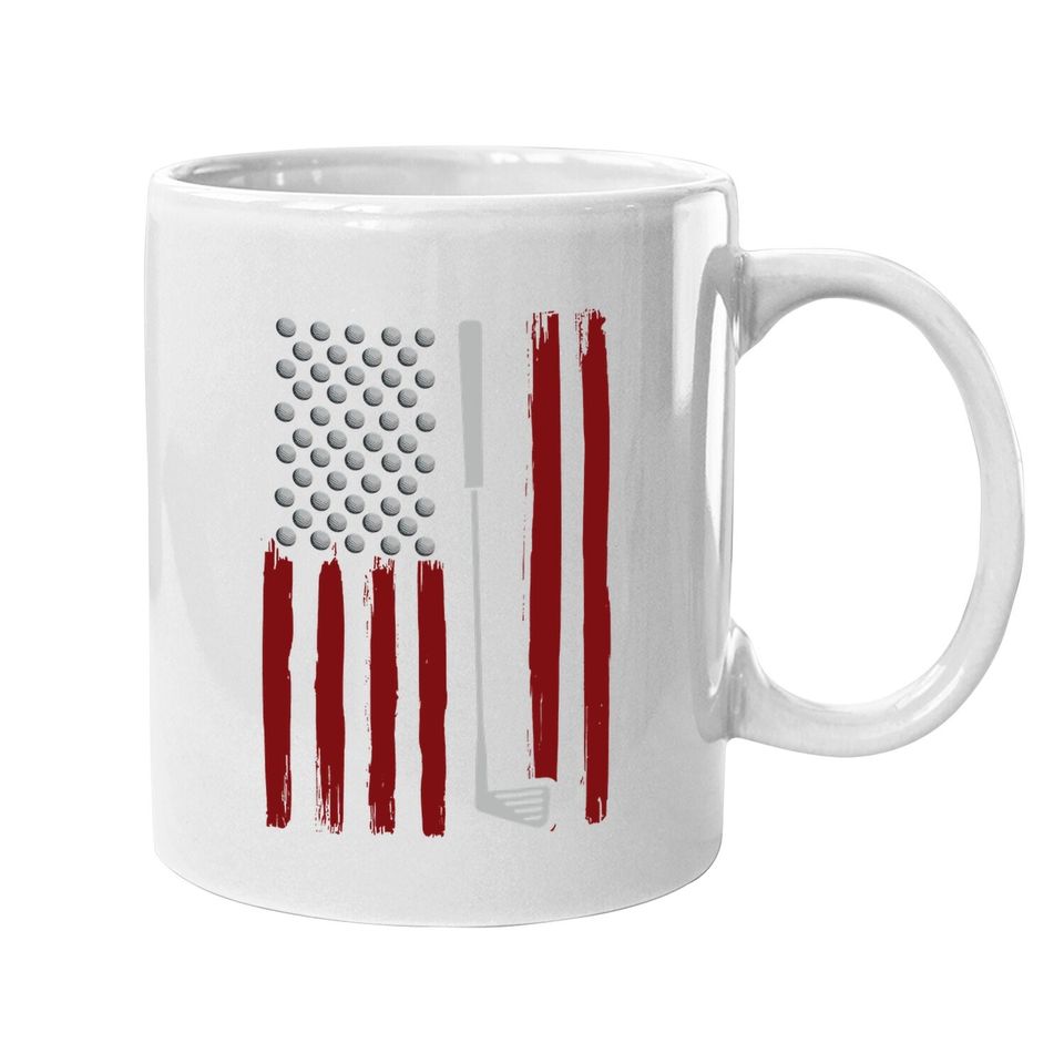 Retro American Flag Golf Gift For Golfer Funny Golf Club Coffee  mug