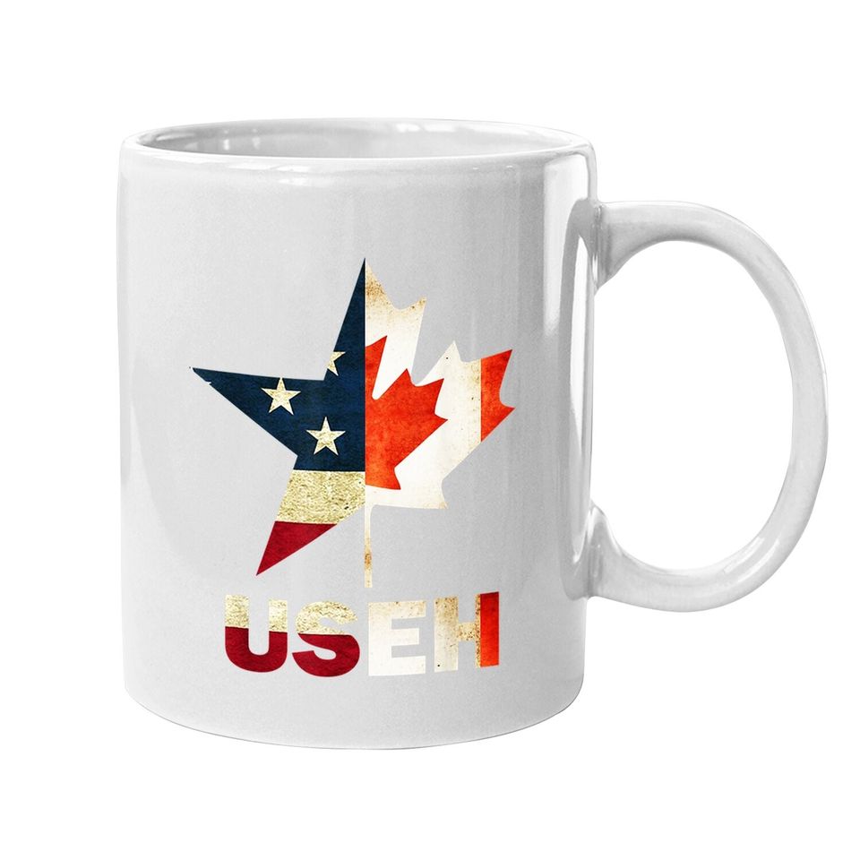 Useh Leaf Canadian American Flag Coffee Mug Canada Usa Flag Gift Coffee Mug